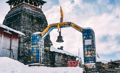 black bell on arch gate